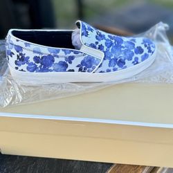 Michael Kors Keaton slip on blue printed canvas US 5m pre owned