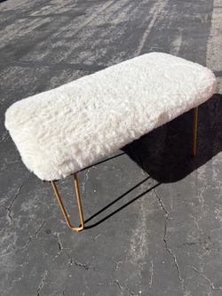 Faux Fur Bench with Gold Hairpin Legs