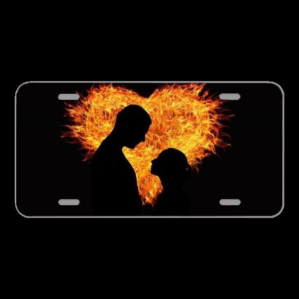 License Plate Novelty Car Front Heart Love Flame Lovers Man Woman