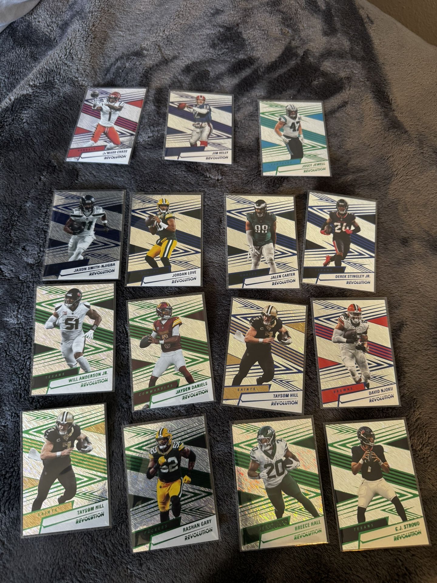 2025 NFL Numbered Revolution Cards And colored Mosaic Cards.