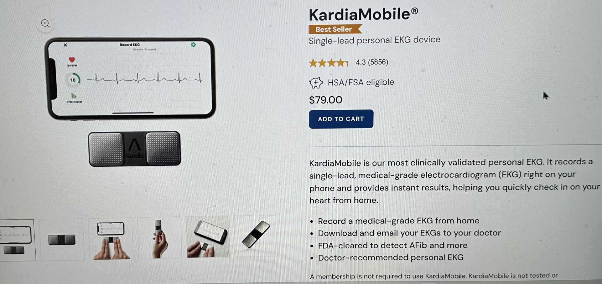 KardiaMobile 1 Lead Personal EKG Monitor