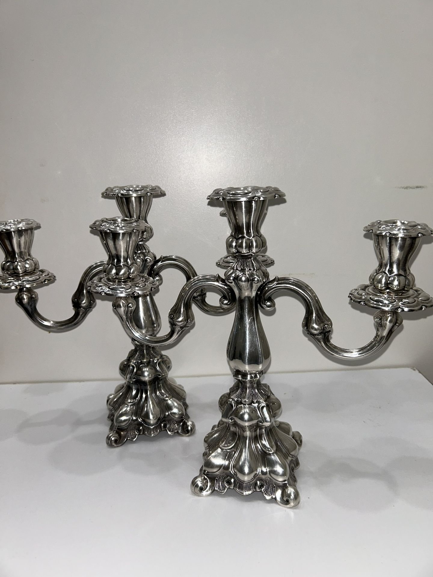 Danish Silver Plated Candelabra Pair 