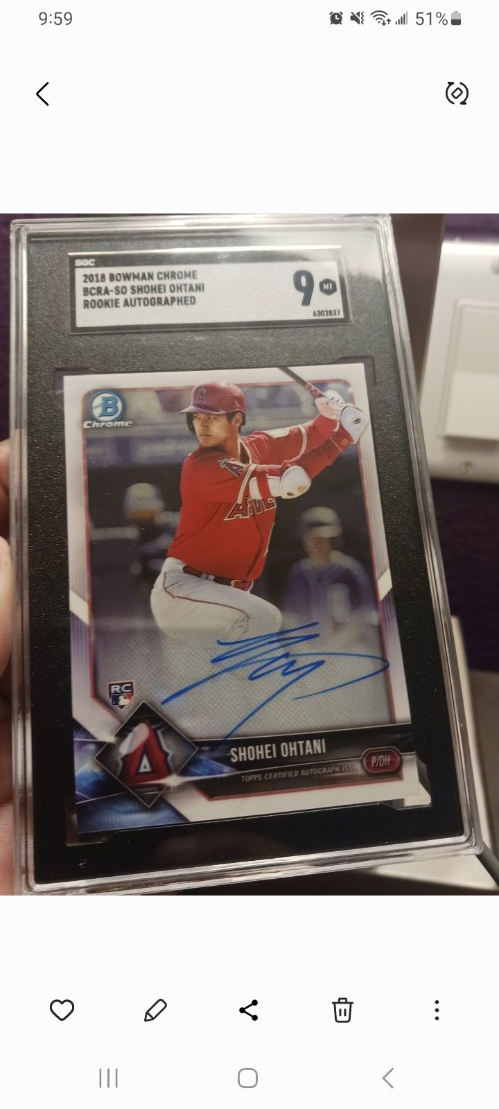 Shohei Ohtani 2018 Bowman Chrome Rc Sgc 9