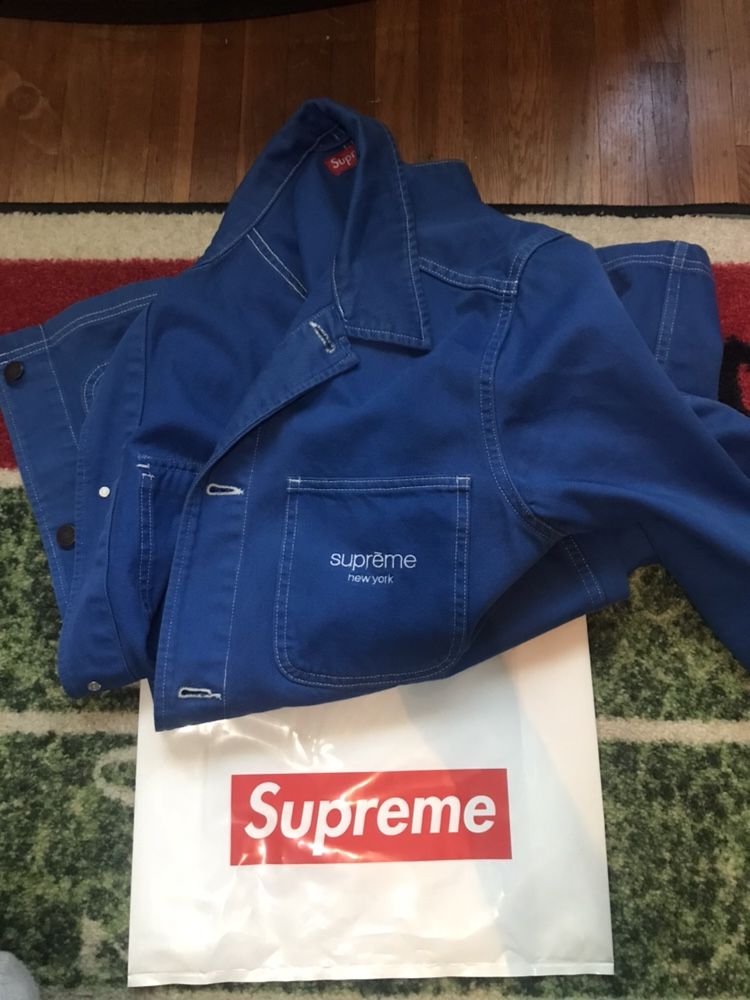 Supreme Blue Denim Chore MEDIUM Jacket Skateboarding Fashion Designer Rare