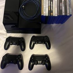 PS4 Pro 2TB Bundle with 4 Controllers and 13 Games - Great Condition