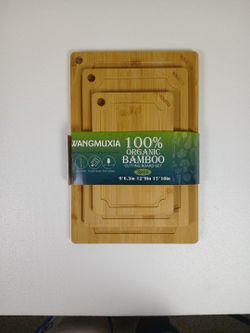 3 Piece Organic Bamboo Cutting Board Set