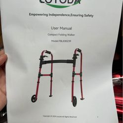 Loyoda Walker With 2 Wheels And 2 Slides.  Red,  New In Box.