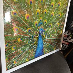 🦚 Framed Diamond Painting – Elegant Peacock Design