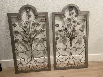 Metal Flower Art Frame Pictures (Set Of 2)