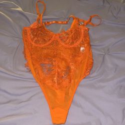 Orange Lace Bodysuit