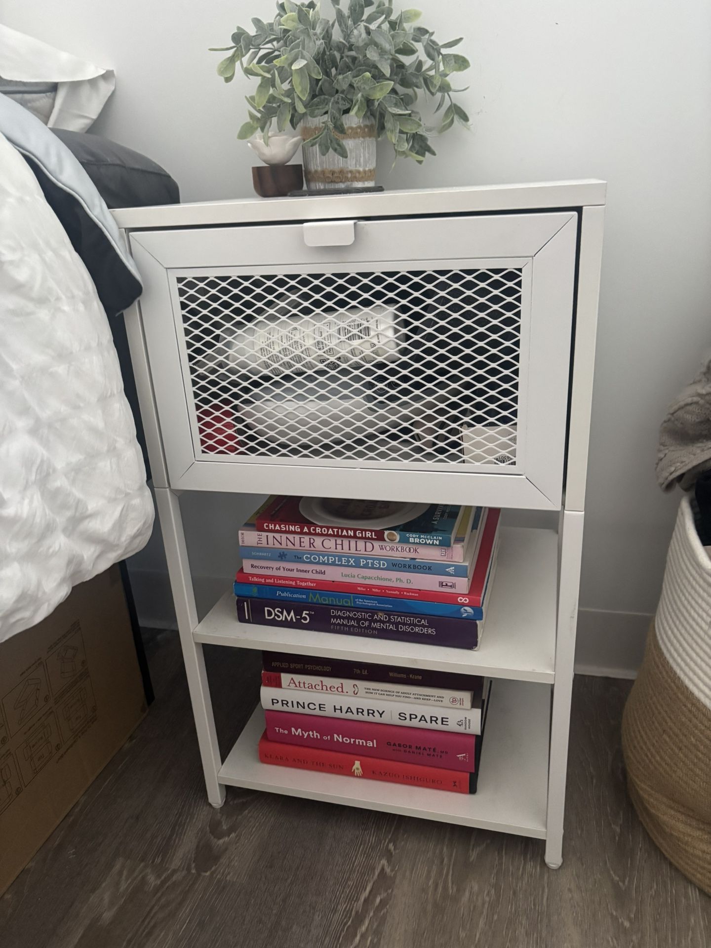 White Nightstand With USB Charging Station