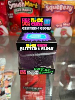 NeeDoh Nice Cube Glitter and Glow, Nee Doh Squishy, Glowing Nice Cube PURPLE