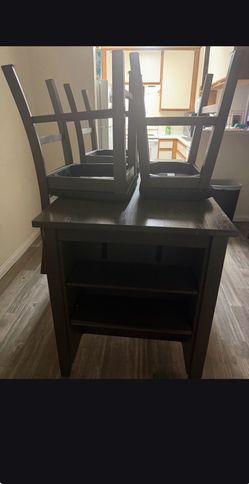 Dark Wood Dining Table with 4 Chairs