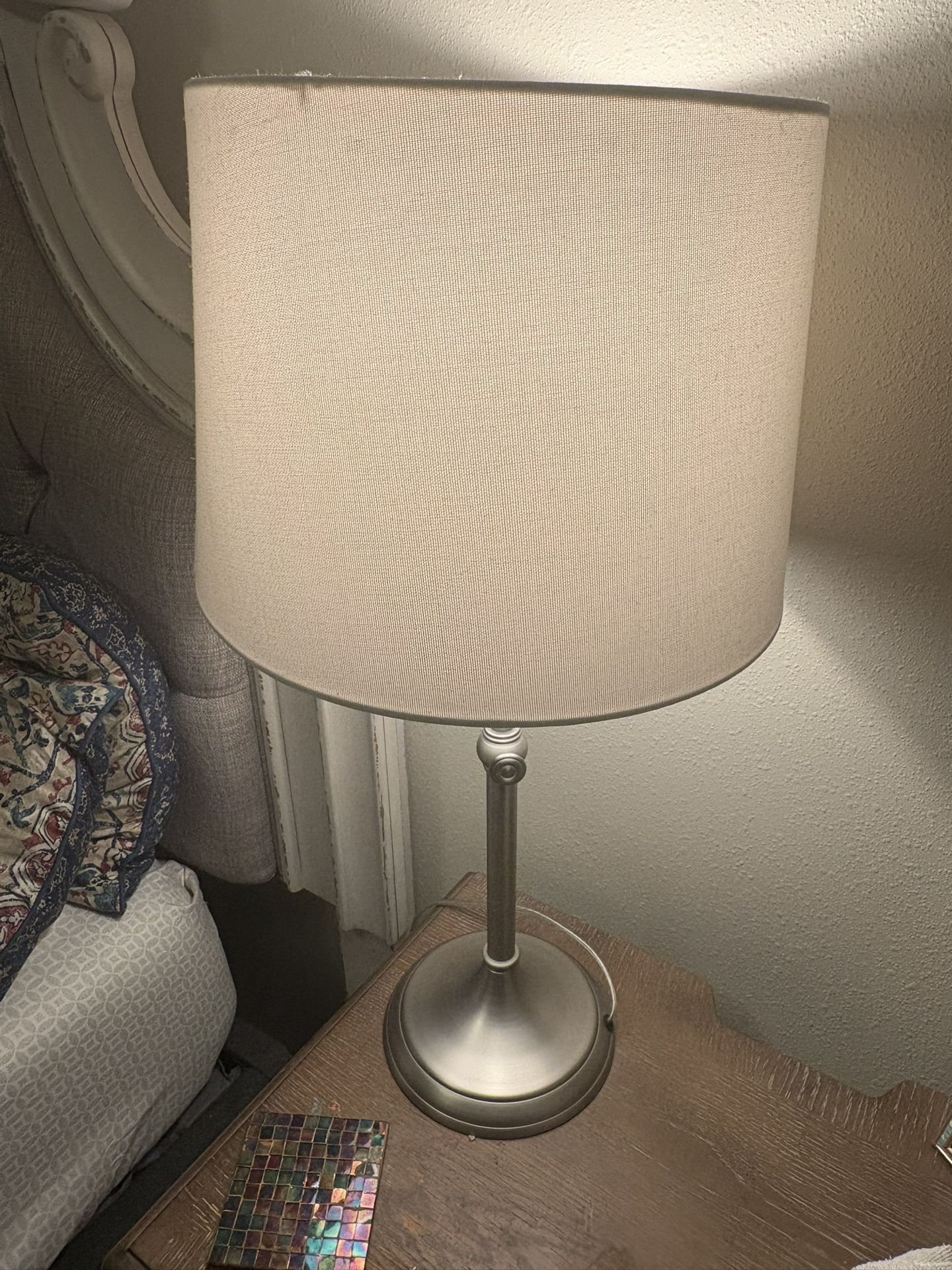 Pottery Barn Teen Lamp - Brushed Nickel Base + Neutral Shade