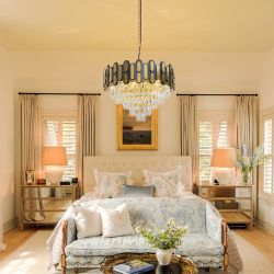 Black and Gold Crystal Tiered Chandelier