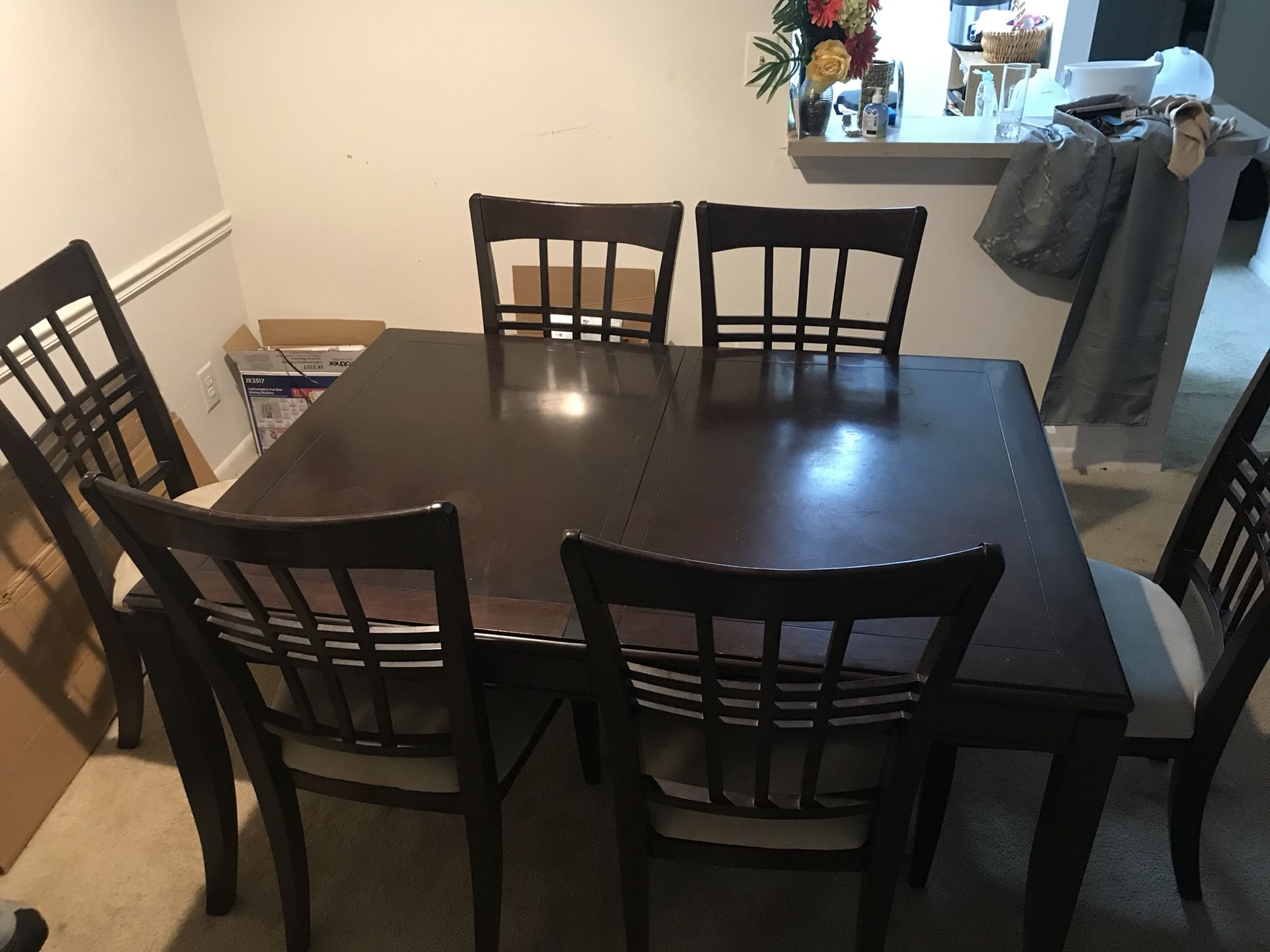 Dining set table and six chairs