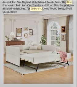 Boucle full daybed and gel foam mattress