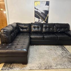 Dark Brown Leather 5-Seater Sectional Sofa