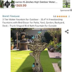 Watnature

35.4 in. Concrete Garden Outdoor Fountain with Birds, Woodland Tree Trunk Decoration Yard Statue for Patio, Lawn, Yard

