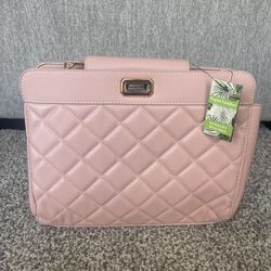 Badgley Mischka Pink Quilted Vegan Leather Crossbody Med Tote Shoulder Bag NWT