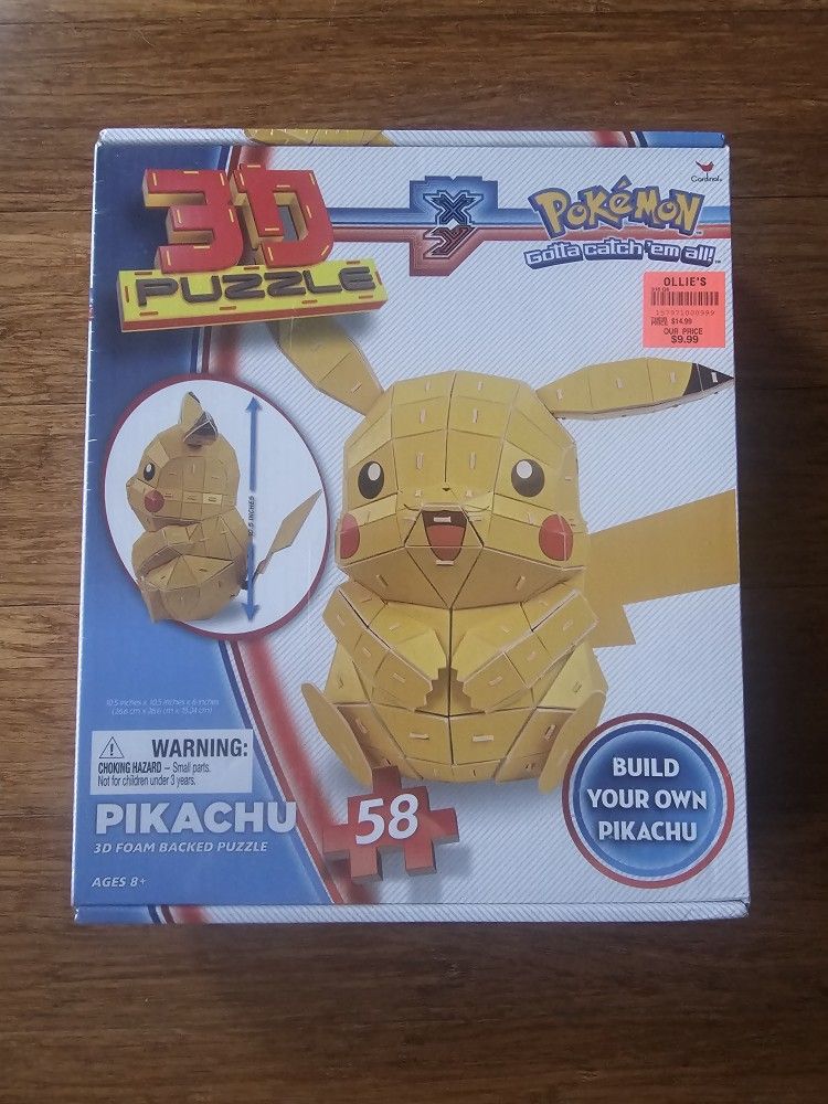 Brand New Sealed Pokemon XY Pikachu 3d Puzzle