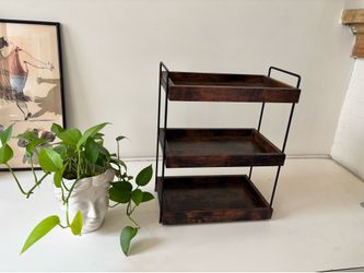 Wood and metal 3 tier shelving unit