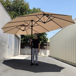 (New in box) $85 Large 15FT Double Sided Outdoor Patio Umbrella, Crank Open/Close (Weight base not included)