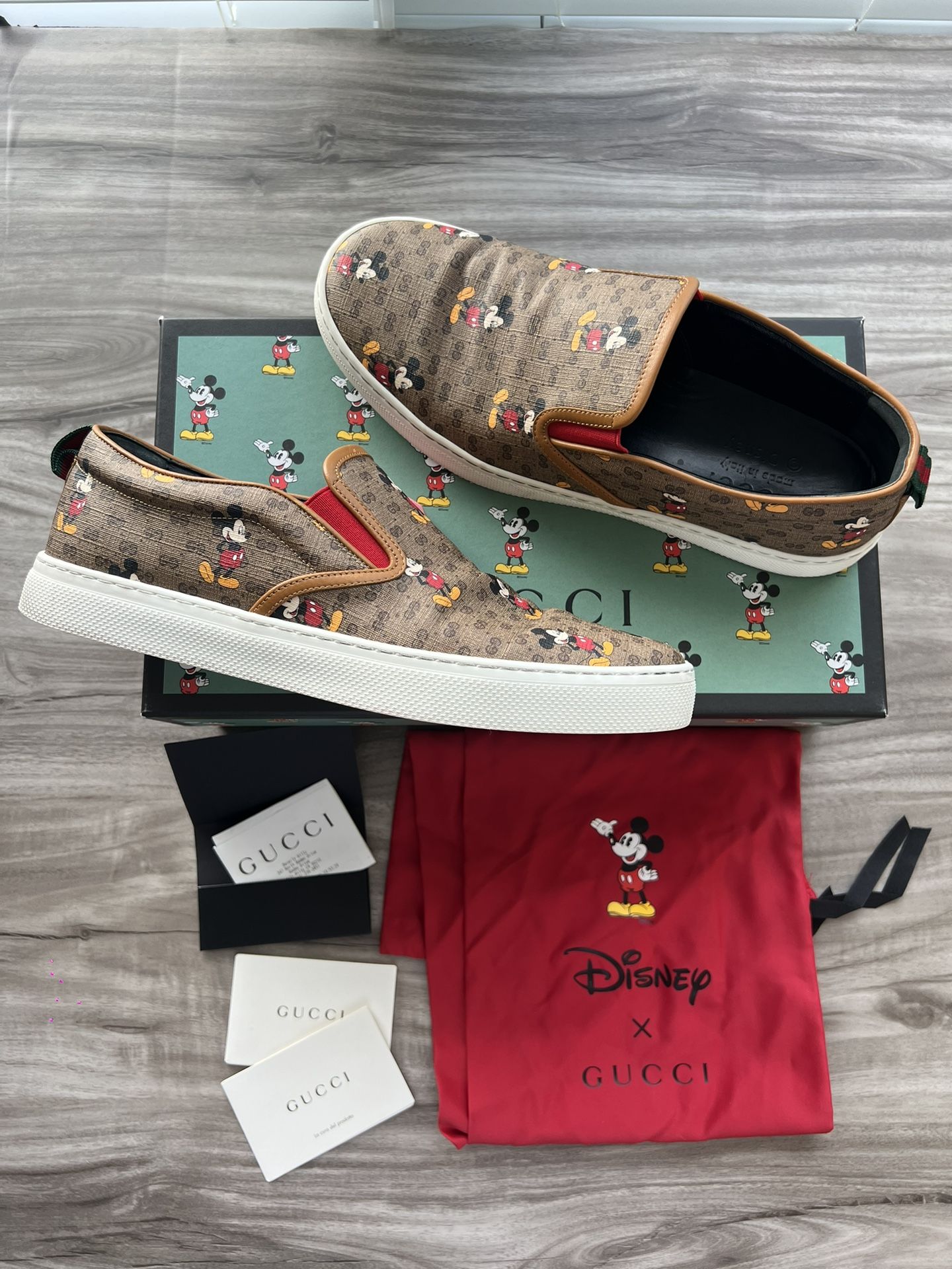 Gucci X Disney GG Supreme Slip-on Mickey Mouse Size 11.5 (Gucci 10.5) Men’s