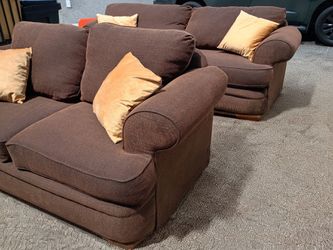 Brown Fabric Loveseat Sofa