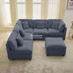 6pc Modular Sectional Sofa Couch with Ottoman