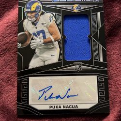Puka Nacua Obsidian RPA Rookie Patch Auto /199 Los Angeles Rams Football Card
