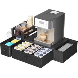 Homeiju Coffee Pod Drawers - K Cup Organizer, Nespresso Pods Holder with Mug Rack, Coffee Holder for Countertop, 52 Capacity Pods, Suitable for Kitche