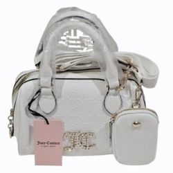 Juicy Couture Purse 'All About That Bling' White Satchel W/ Coin Pouch NEW