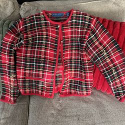 KAREN SCOTT UGLY CHRISTMAS CARDIGAN VINTAGE KAREN SCOTT CHRISTMAS CARDIGAN *HAS SOME SNAGS*