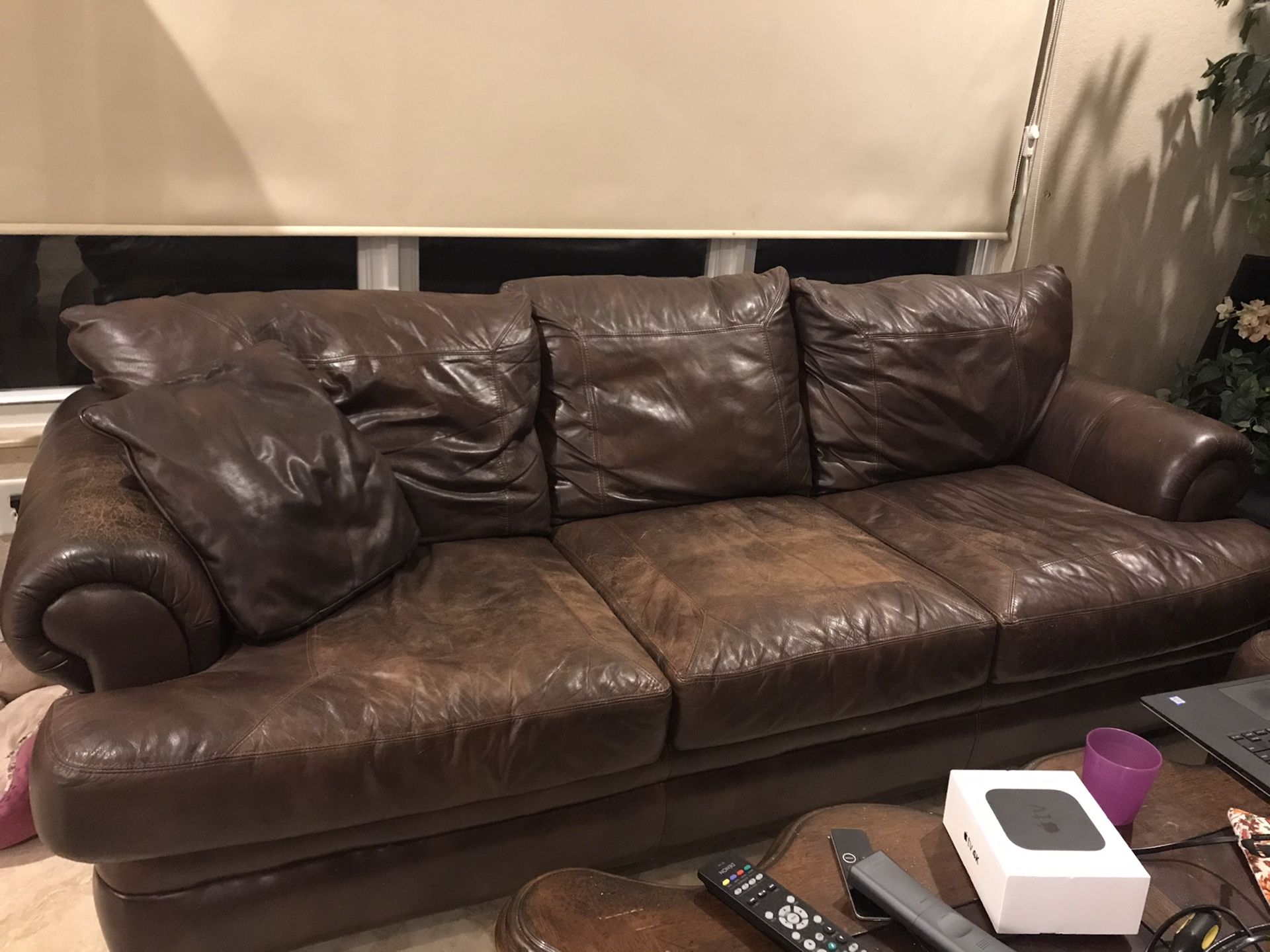 Real leather oversized couch