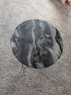 Round Black Marble Top Side Table