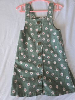 Girls Corduroy Daisy Pinafore Dress