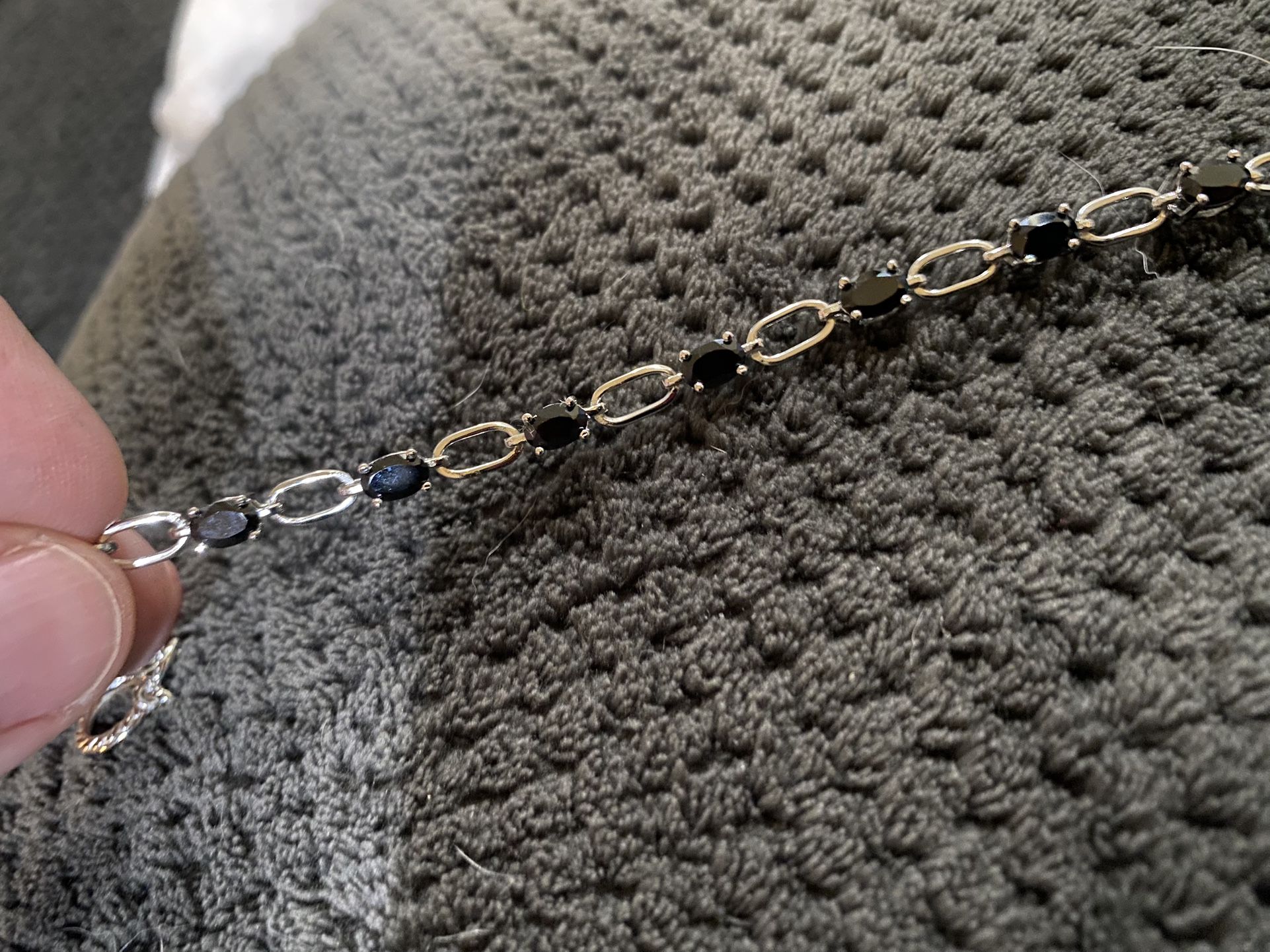 Natural Thai Black Spinel Paper Clip Chain Bracelet - 8”