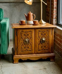 Vintagew 1970s Mediterranean Spanish Revival End Table / Cabinet