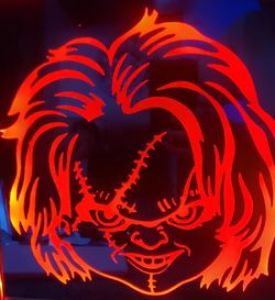 Chucky etched lighted mirror