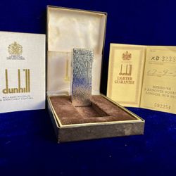 Vintage Bark Silver Dunhill Lighter Rollagas 99.9% New Condition Works 1 Year Warranty 