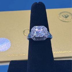 #- 142 Stunning Moissanite Asscher Cut Engagement Ring Size 6