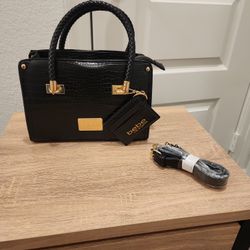 New Bebe Black and Gold Handbag