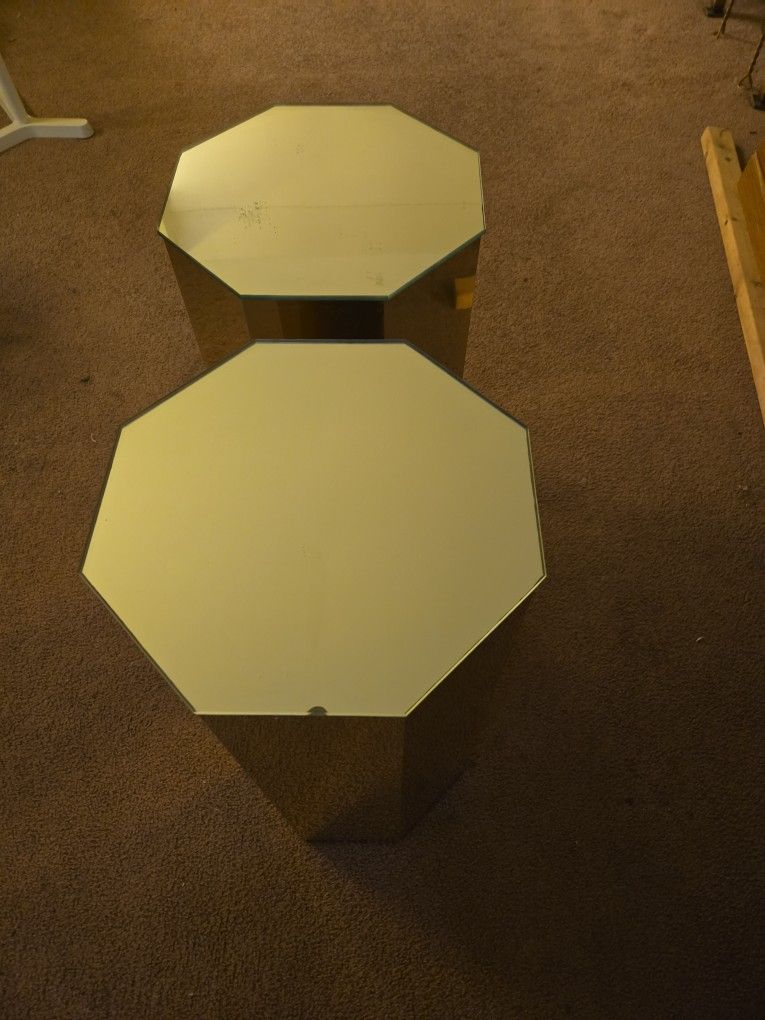 Glass Mirrored End Tables
