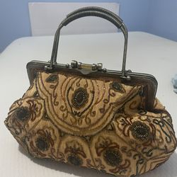 Vintage Beaded Embroidered Floral Handbag