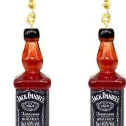 NEW! Jack Daniel's Whiskey Earrings, Resin made, Silver Dangle earrings