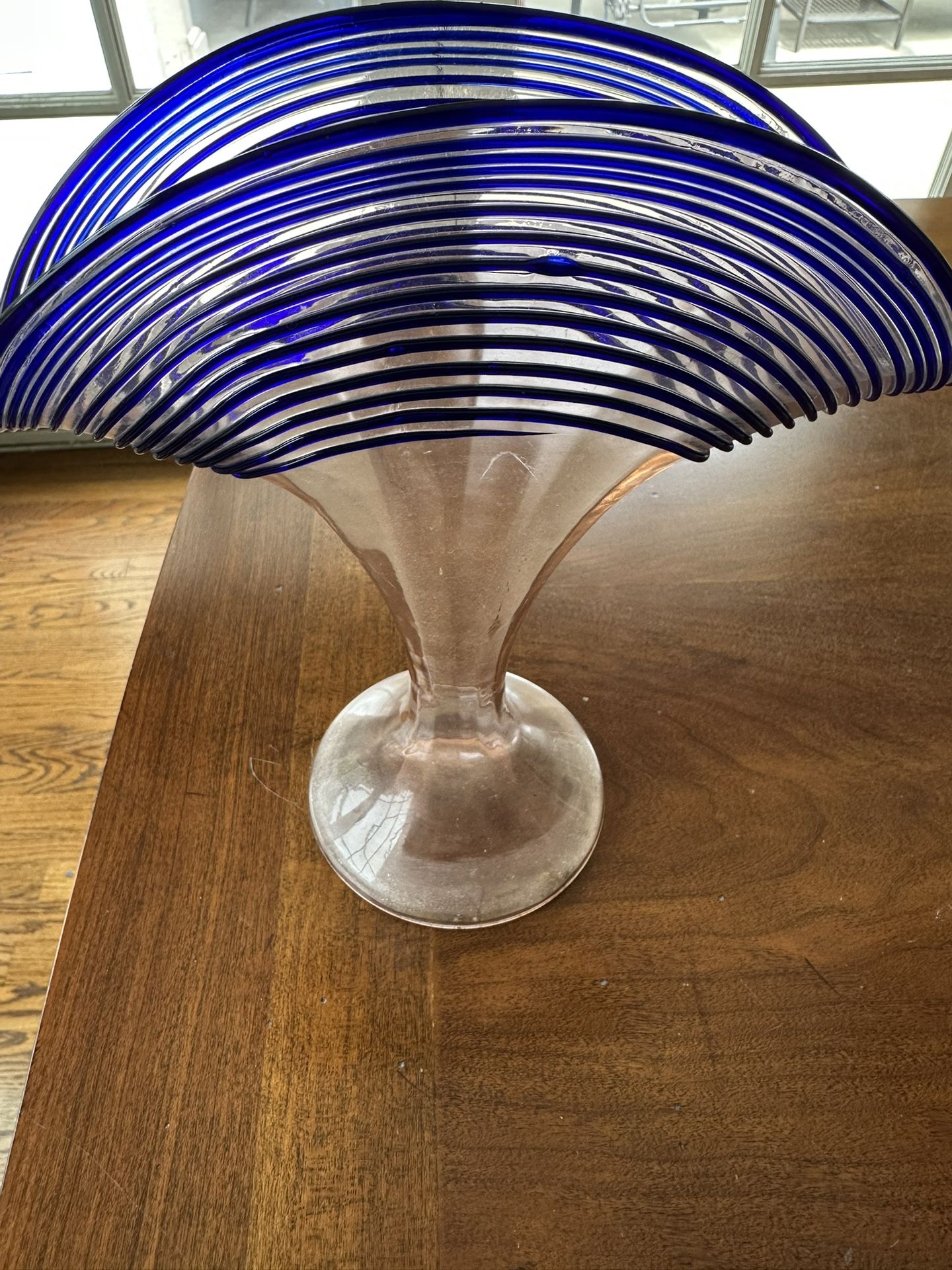 Art Deco Art Noveau Fan Shaped Vase Vintage Glass