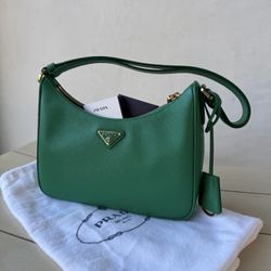 Prada Saffiano Green Leather Mini Bag