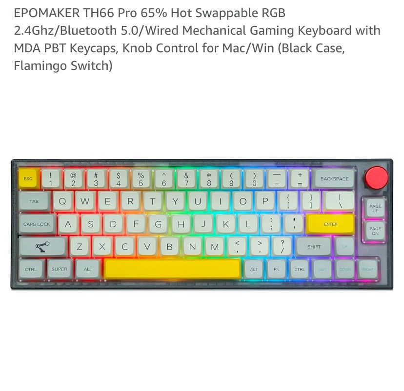 BRAND NEW/NEVER USED Epomaker TH66 Pro Mechanical Keyboard - Flamingo Switches