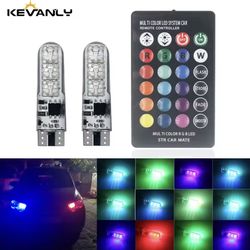 1Set W5W T10 LED Bulbs 12SMD 5050 RGB With Remote Controller